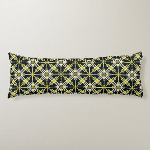 Golden and White Geometric Patterned Design Body Cushion