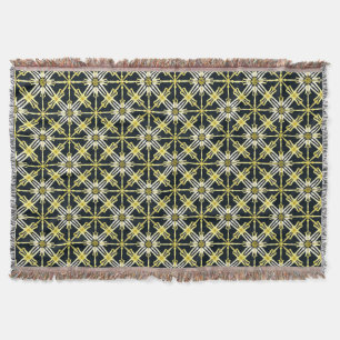 Golden and White Geometric Patterned Design Throw Blanket