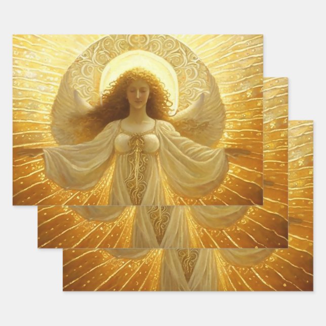 Golden Angel Awakening of Knowledge  Wrapping Paper Sheet (Set)