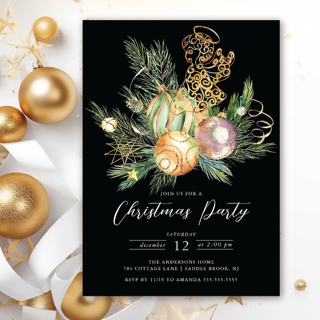 Golden Angel Christmas Party Invitation (Creator Uploaded)
