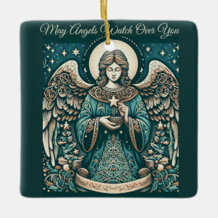 Golden Angel of Peace Ceramic Ornament