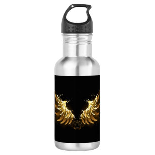 Golden Angel Wings on Black background 532 Ml Water Bottle