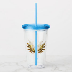 Golden Angel Wings on Black background Acrylic Tumbler