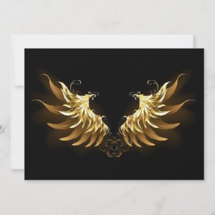 Golden Angel Wings on Black background Announcement