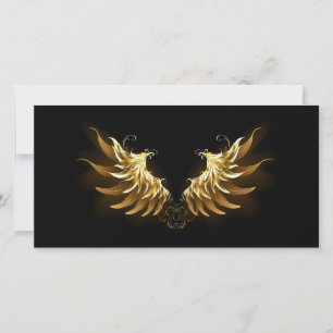 Golden Angel Wings on Black background Announcement