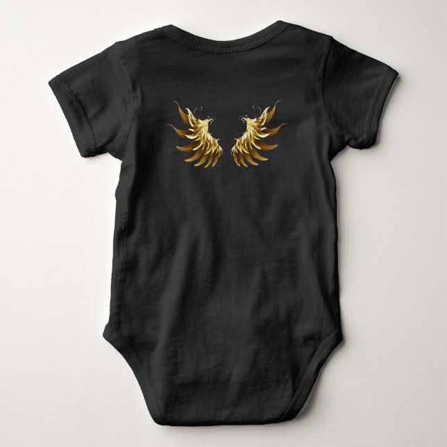 Golden Angel Wings on Black background Baby Bodysuit (Back)