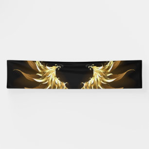 Golden Angel Wings on Black background Banner