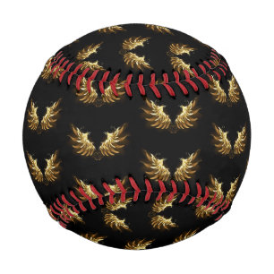 Golden Angel Wings on Black background Baseball