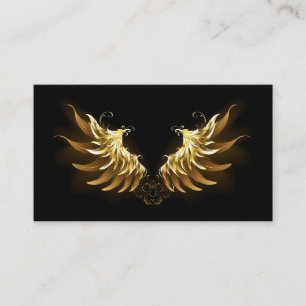 Golden Angel Wings on Black background Business Card