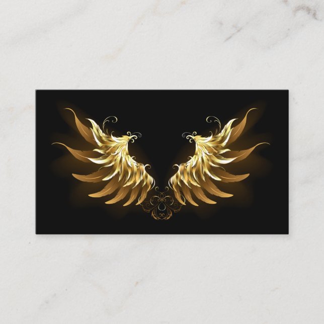 Golden Angel Wings on Black background Calling Card (Front)
