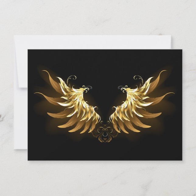 Golden Angel Wings on Black background Card (Front)