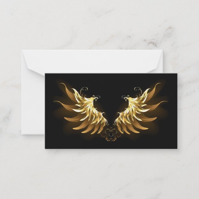 Golden Angel Wings on Black background Card (Front)