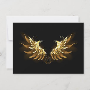Golden Angel Wings on Black background Card