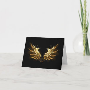 Golden Angel Wings on Black background Card