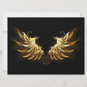 Golden Angel Wings on Black background Card