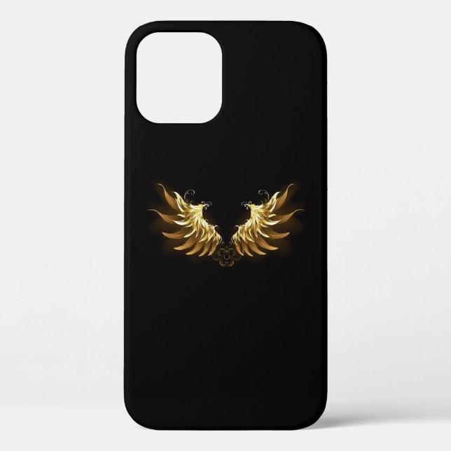 Golden Angel Wings on Black background Case-Mate iPhone Case (Back)