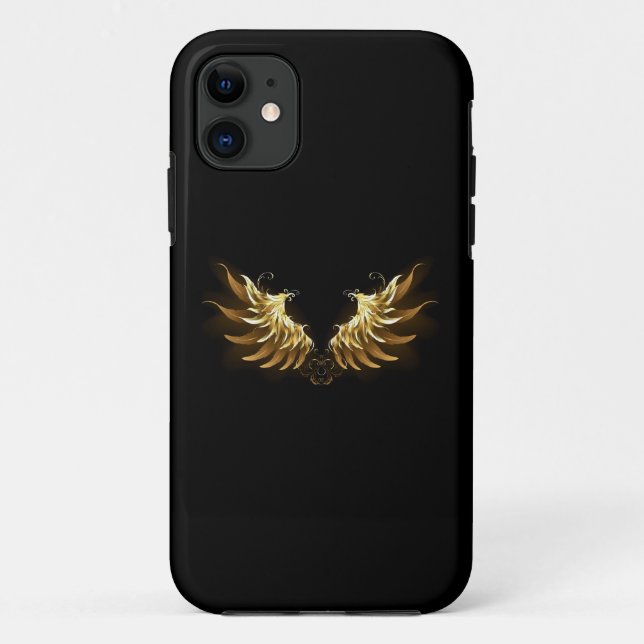 Golden Angel Wings on Black background Case-Mate iPhone Case (Back)