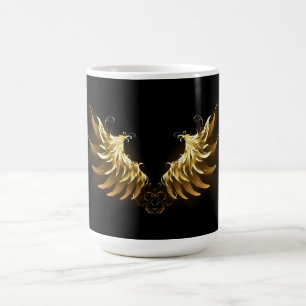 Golden Angel Wings on Black background Coffee Mug