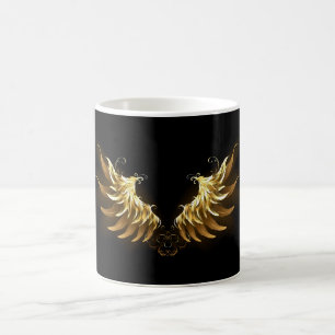 Golden Angel Wings on Black background Coffee Mug