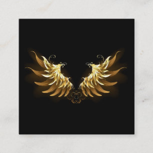 Golden Angel Wings on Black background Enclosure Card
