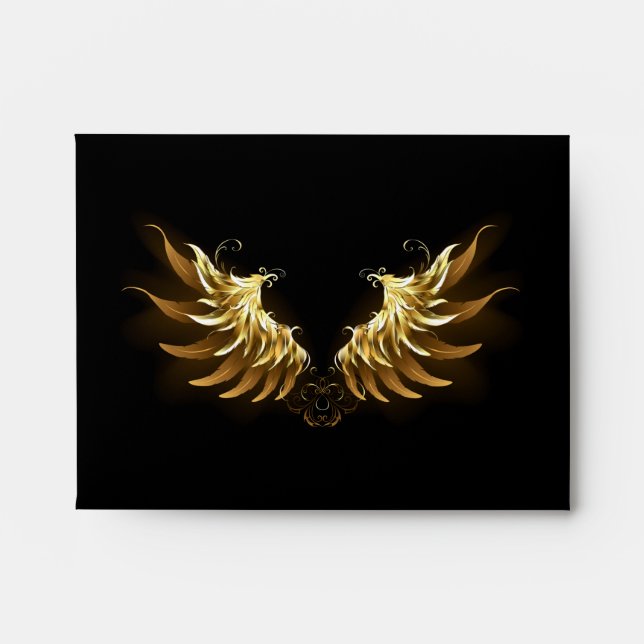 Golden Angel Wings on Black background Envelope (Front)