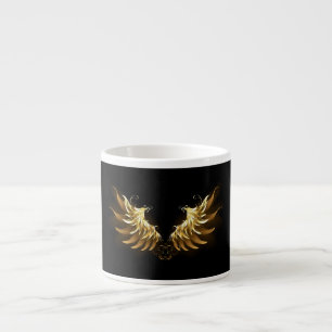 Golden Angel Wings on Black background Espresso Cup