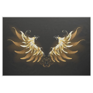 Golden Angel Wings on Black background Fabric