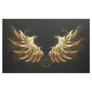 Golden Angel Wings on Black background Fabric