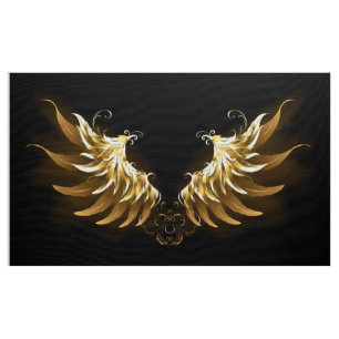 Golden Angel Wings on Black background Fabric