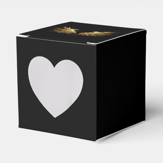 Golden Angel Wings on Black background Favour Box (Front Side)