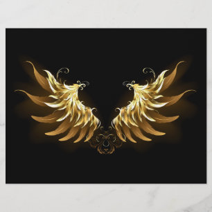Golden Angel Wings on Black background Flyer