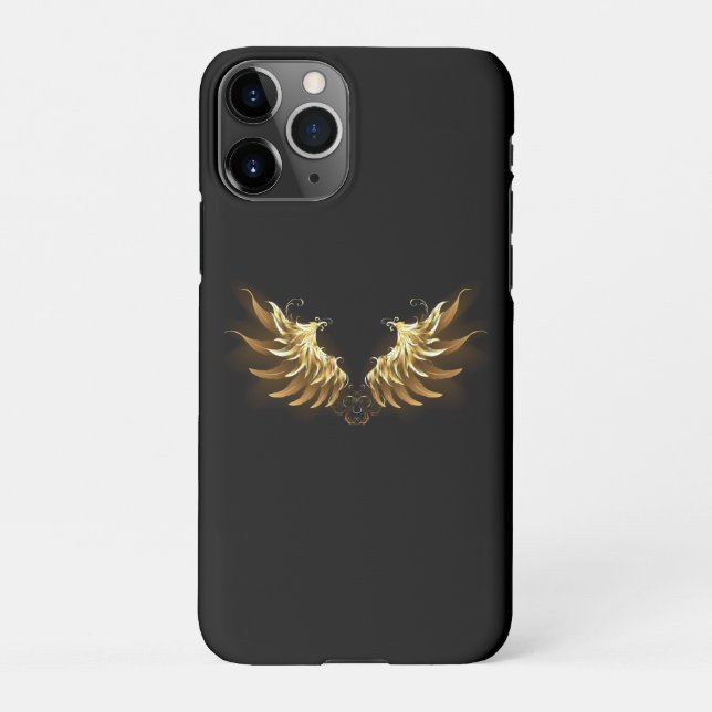 Golden Angel Wings on Black background iPhone Case (Back)