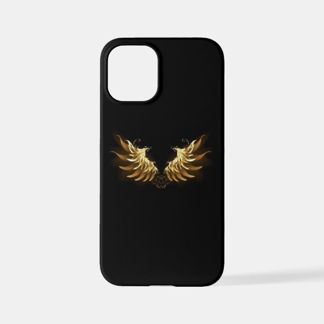 Golden Angel Wings on Black background iPhone Case (Back)