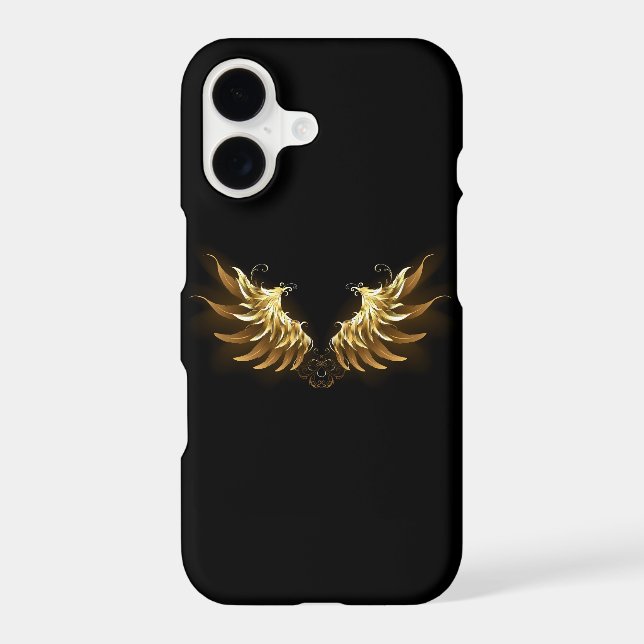 Golden Angel Wings on Black background iPhone Case (Back)