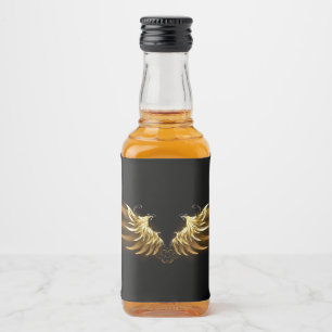Golden Angel Wings on Black background Liquor Bottle Label
