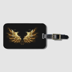Golden Angel Wings on Black background Luggage Tag