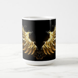 Golden Angel Wings on Black background Magic Mug