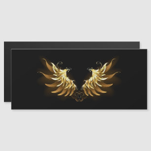 Golden Angel Wings on Black background Magnetic Invitation