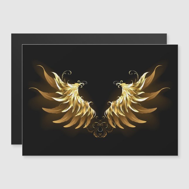 Golden Angel Wings on Black background Magnetic Invitation (Front/Back)