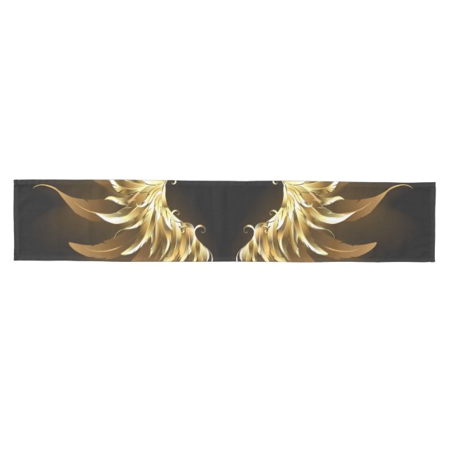 Golden Angel Wings on Black background Medium Table Runner (Horizontal)