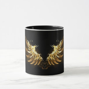 Golden Angel Wings on Black background Mug