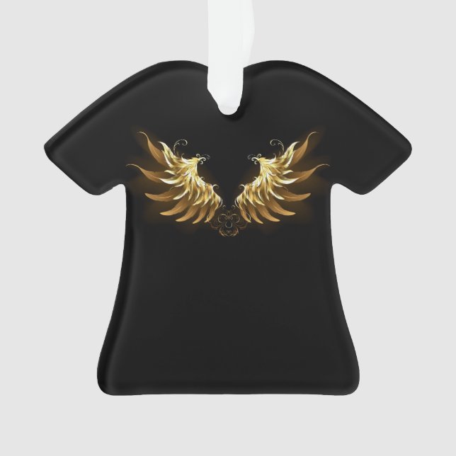 Golden Angel Wings on Black background Ornament (Front)