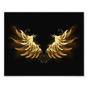 Golden Angel Wings on Black background Photo Print