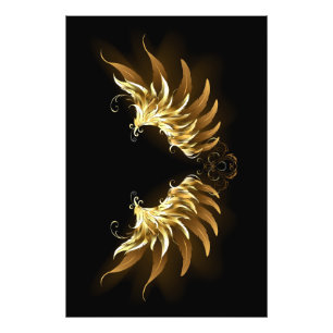 Golden Angel Wings on Black background Photo Print