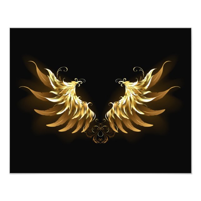 Golden Angel Wings on Black background Photo Print (Front)