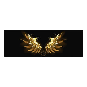 Golden Angel Wings on Black background Photo Print