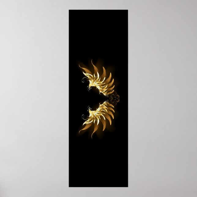 Golden Angel Wings on Black background Poster (Front)