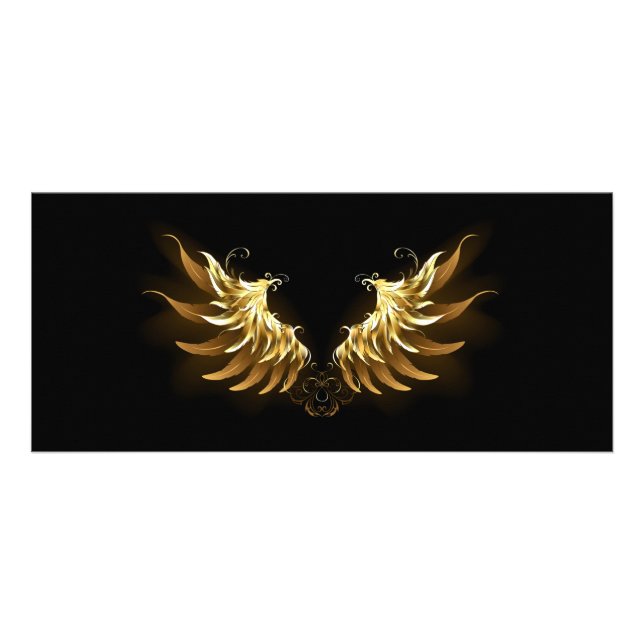 Golden Angel Wings on Black background Rack Card (Front)