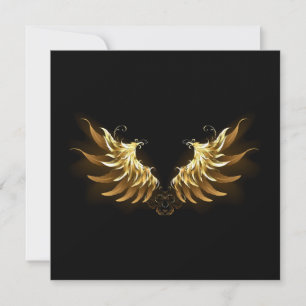 Golden Angel Wings on Black background Save The Date