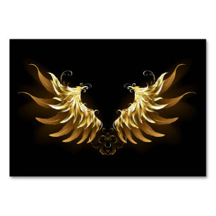 Golden Angel Wings on Black background Table Number